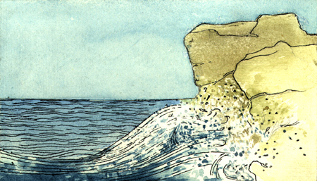 Imagen que muestra la erosin de las rocas provocada por las olas