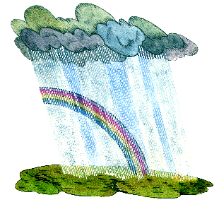 Imagen donde se aprecia la lluvia al mismo tiempo que un arco iris