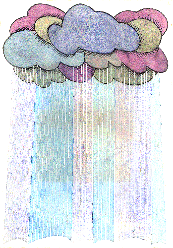 Imagen de unas nubes y lluvia multicolores