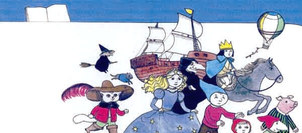 Imagen donde aparece una princesa, un principe, una bruja, un gato con botas, caperucita roja, un cochinito y un barco, haciendo referencia de lo ocupados que se encontraban 