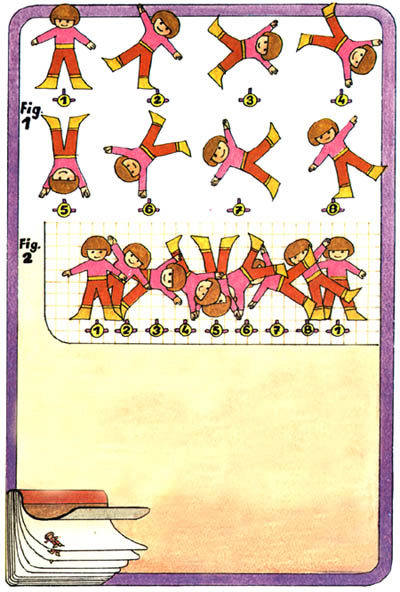 Imagen de un dibujo de una nia en diferentes posiciones