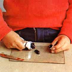 Imagen de una persona colocando tinta sobre un pedazo de vidrio