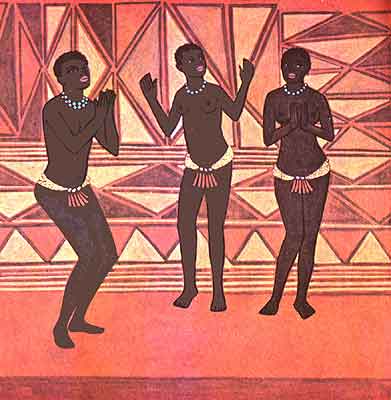 Imagen de tres mujeres de color bailando y cantando