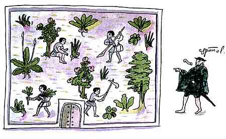 Imagen de un grupo de indgenas cultivando la tierra