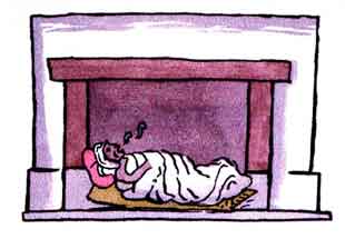 Imagen de un indgena en cama por enfermedad