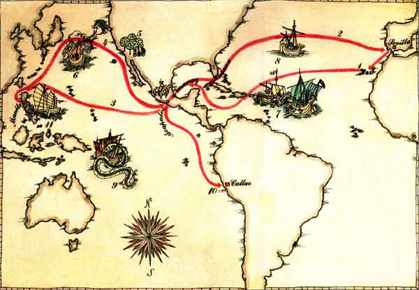 Imagen de un mapa que muestra rutas de comercio