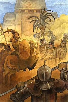 Imagen de una batalla entre espaoles e indgenas