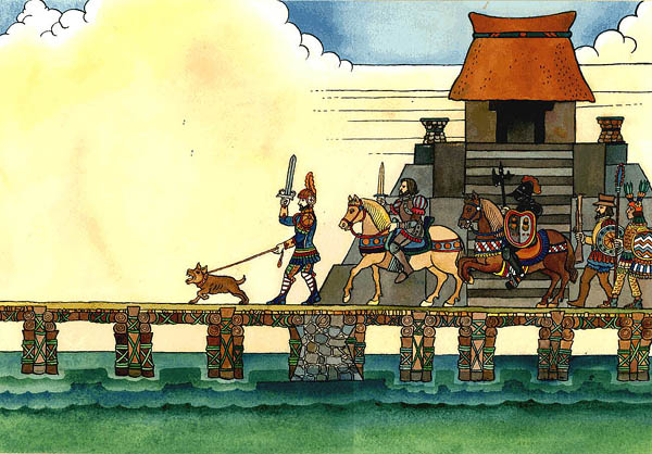 Imagen de espaoles en camino al encuentro con Moctezuma