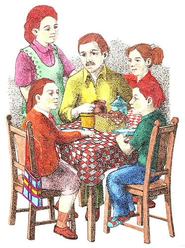 Imagen de una familia comiendo
