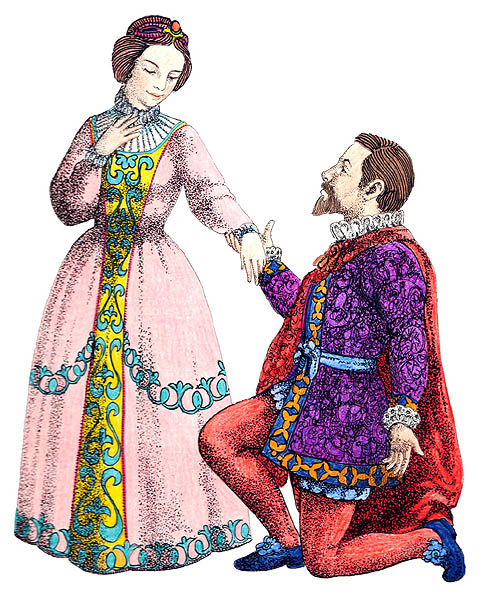 Imagen de un hombre cortejando a una mujer