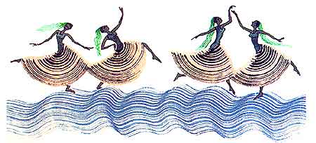Imagen de unas bailarinas danzando sobre las olas