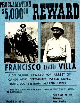 Imagen de un cartel que ofreca recompensa por la captura de Pancho Villa