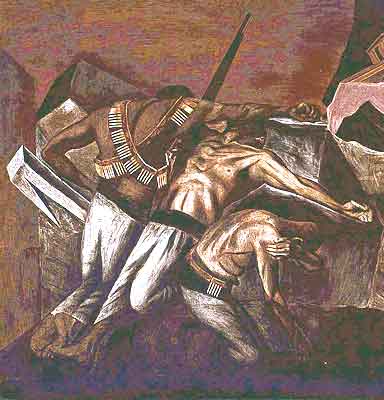 Imagen de un mural de Jos Clemente Orozco conocido como La trinchera