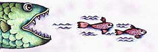 Imagen de peces con sus aletas en polvorosa