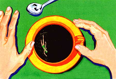 Imagen de una nadadora dentro de una taza de caf
