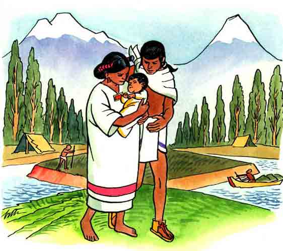 Imagen de una familia azteca