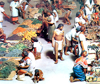 Imagen de la reproducción del tianguis del Museo de Antropología e Historia