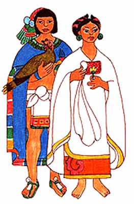 Imagen de una mujer y un hombre con vestimenta indgena