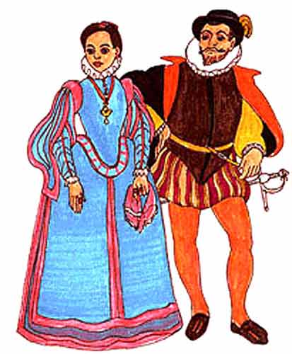 Imagen de un hombre y una mujer con vestimenta espaola