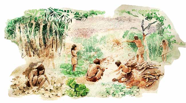 Esta es la imagen de las primeras civilizaciones que vivan en los bosques, se alimentaban de frutos, races y hojas.