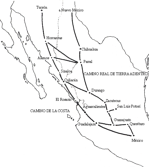 mexico mapa. Mapa que muestra dos caminos