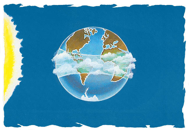 En esta imagen se ve a los Tr&oacute;picos, la temperatura de la regi&oacute;n intertropical es m&aacute;s alta, por esta raz&oacute;n el aire se calienta para convertirse en vapor y al subir al cielo se enfr&iacute;a formando esta franja de nubes que provocan las abundantes lluvias.